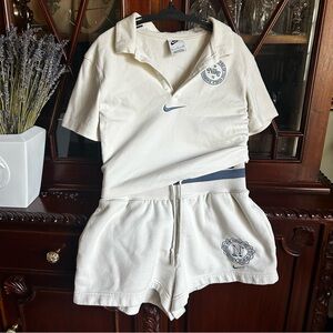 Nike Phoenix Fleece Heritage Cream Cropped Polo and Shorts Set